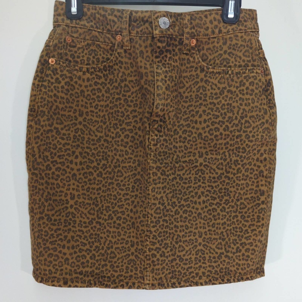 RE/DONE LEVIS LEOPARD TWILL PENCIL SKIRT